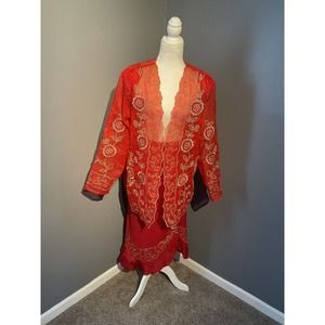 Vintage 2 Piece Harmony New York Outfit Size 16 Beautiful Red And Gold Lined